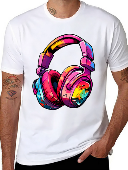 Colorful Headphones Graphic T-Shirt