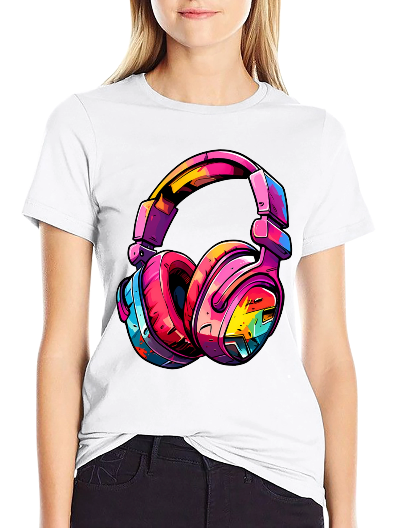 Colorful Headphones Graphic T-Shirt