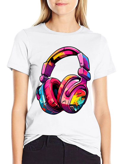 Colorful Headphones Graphic T-Shirt