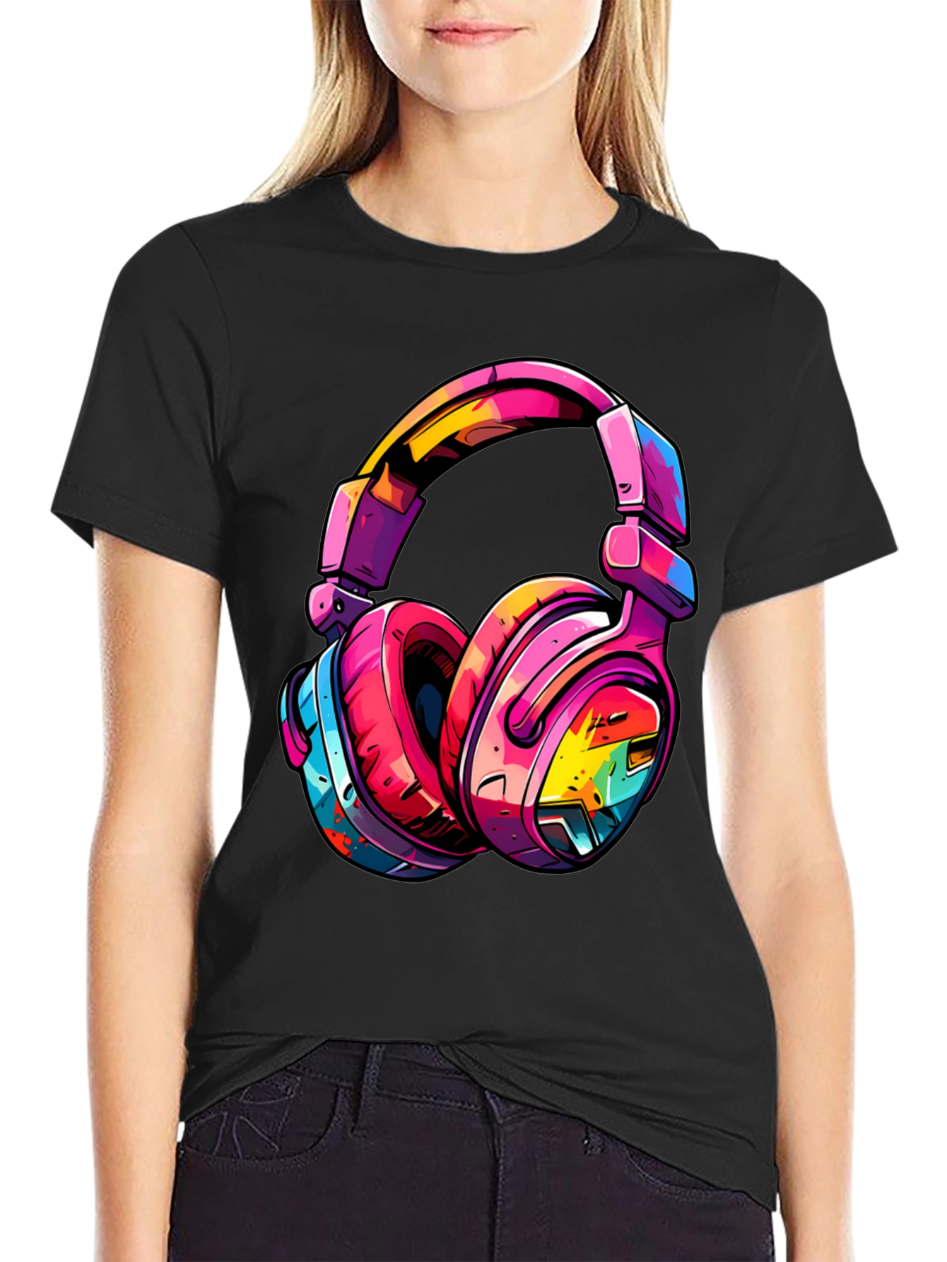 Colorful Headphones Graphic T-Shirt