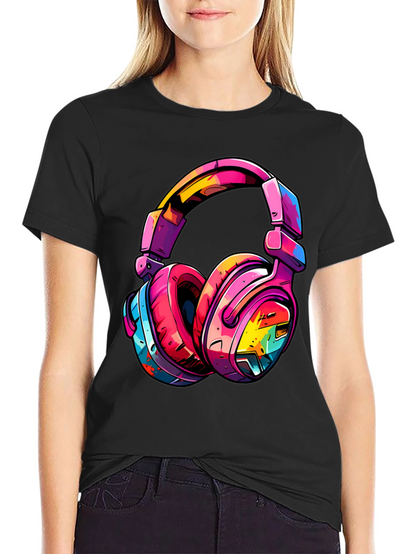 Colorful Headphones Graphic T-Shirt