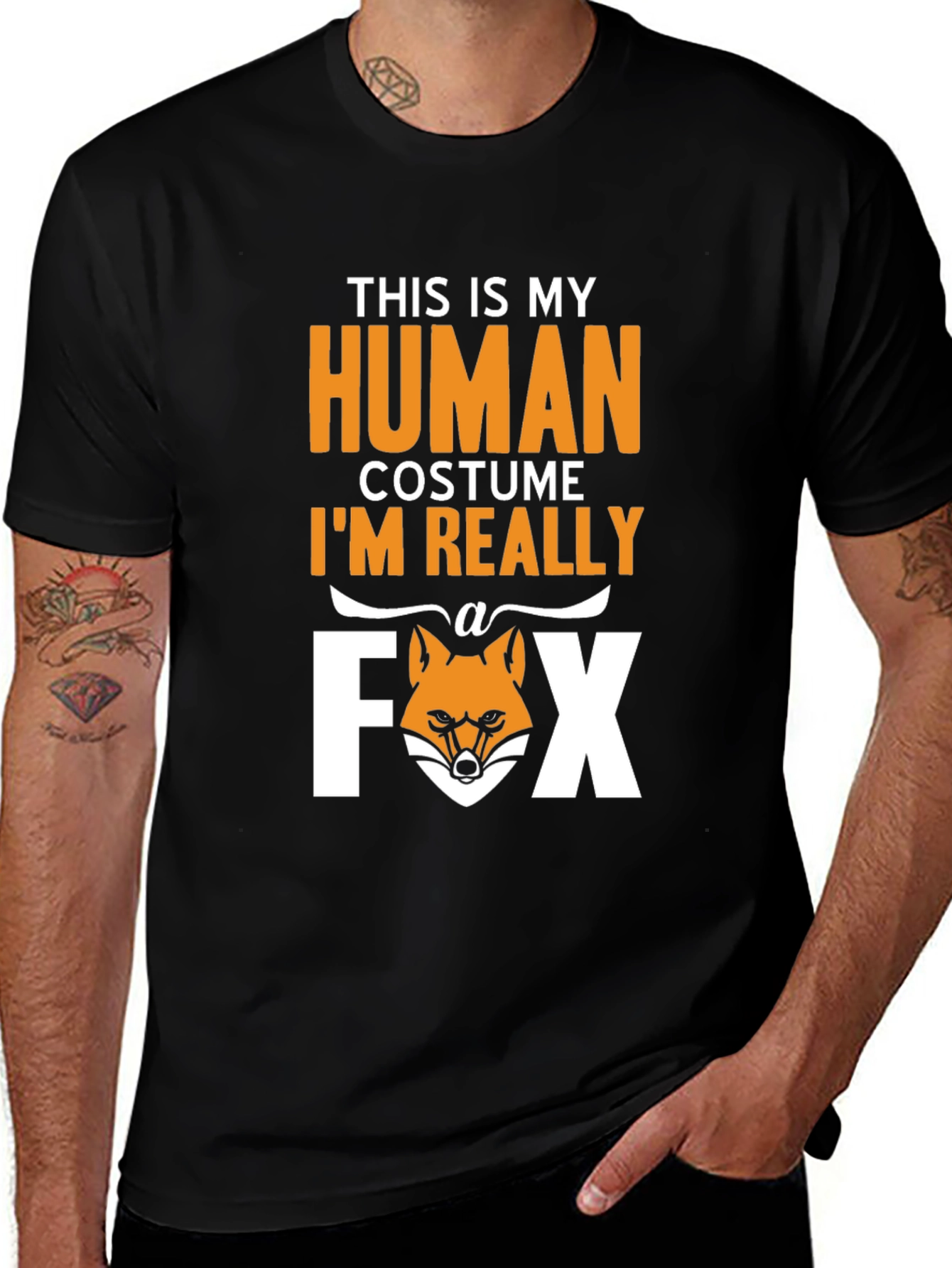 Funny Human Costume Fox T-Shirt - Halloween Tee