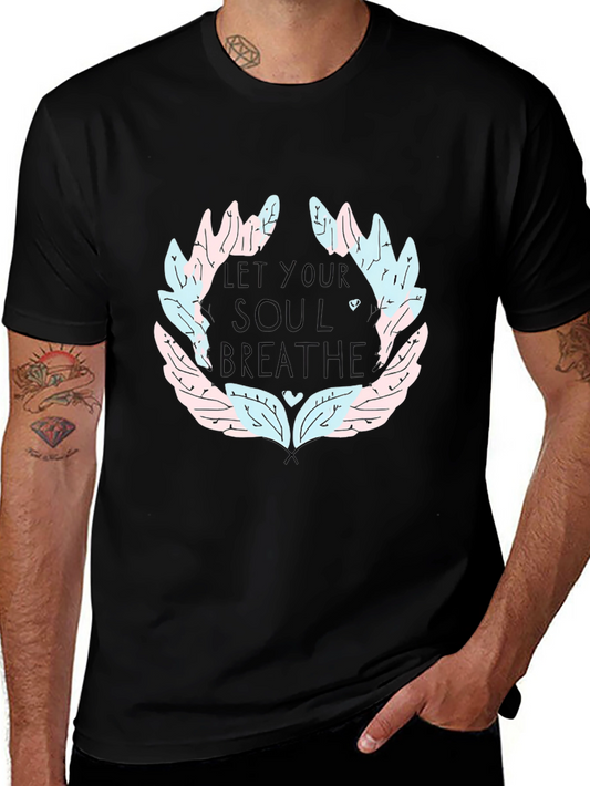 Soul Breathe Graphic Tee - Black Cotton Casual T-Shirt