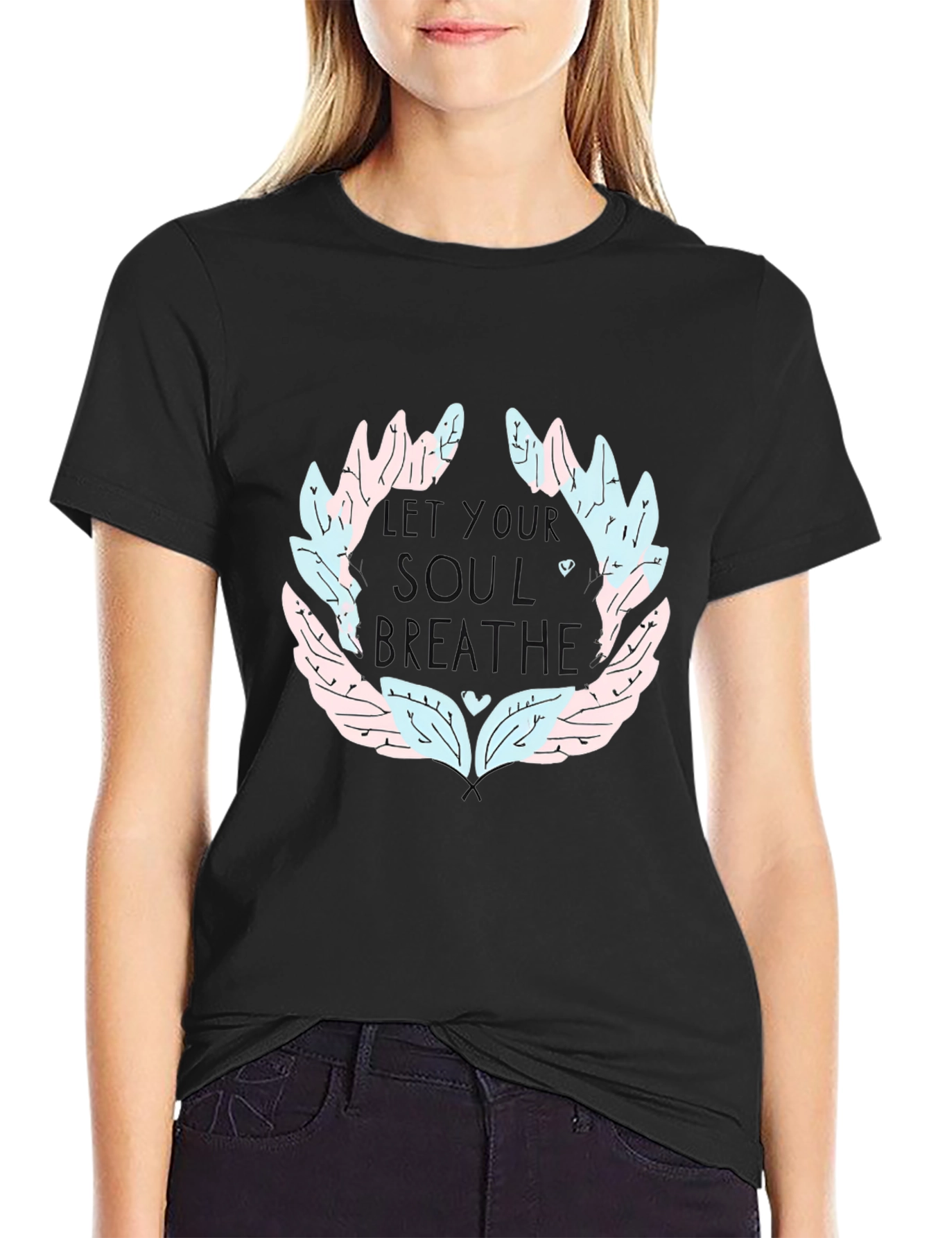 Soul Breathe Graphic Tee - Black Cotton Casual T-Shirt