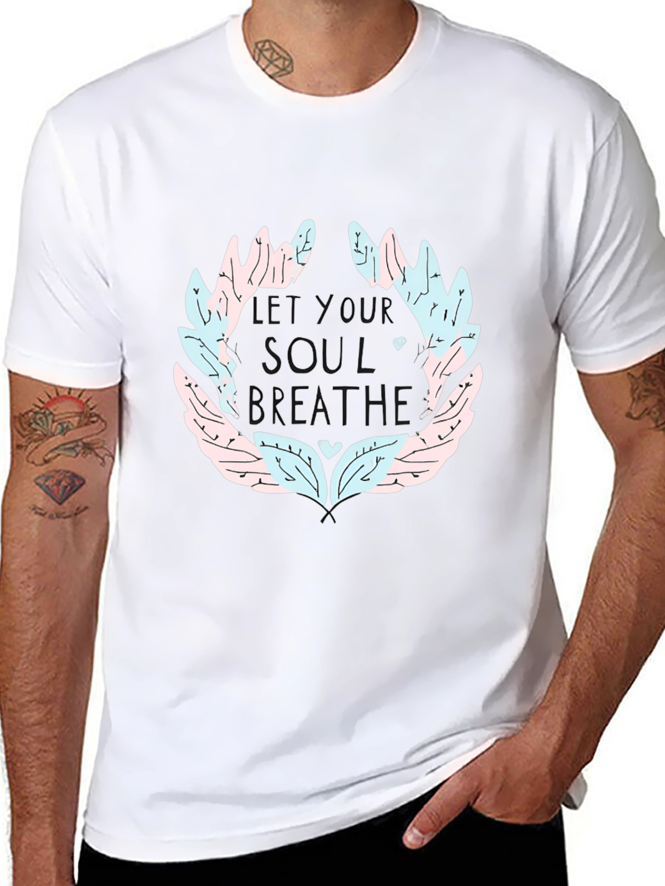 Soul Breathe Graphic Tee - Black Cotton Casual T-Shirt