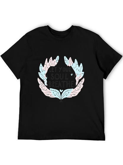 Soul Breathe Graphic Tee - Black Cotton Casual T-Shirt