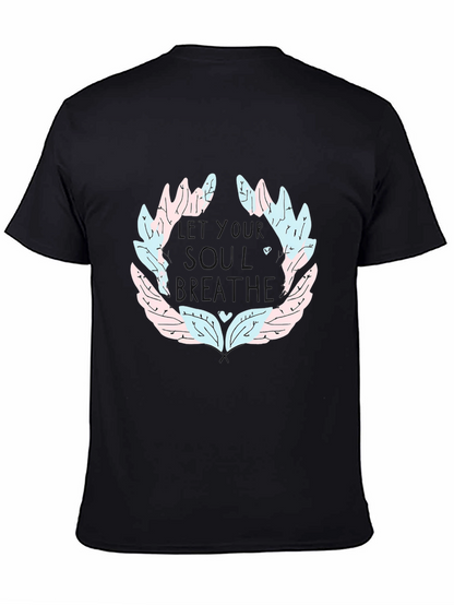 Soul Breathe Graphic Tee - Black Cotton Casual T-Shirt