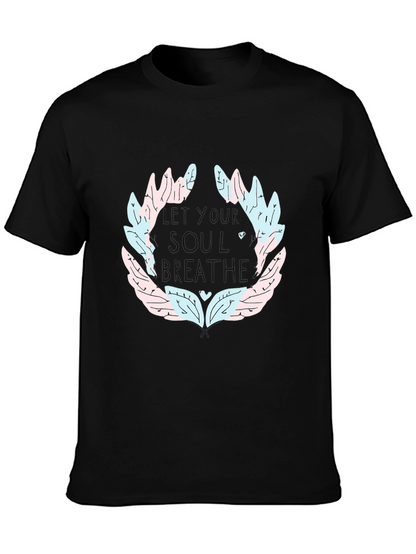 Soul Breathe Graphic Tee - Black Cotton Casual T-Shirt