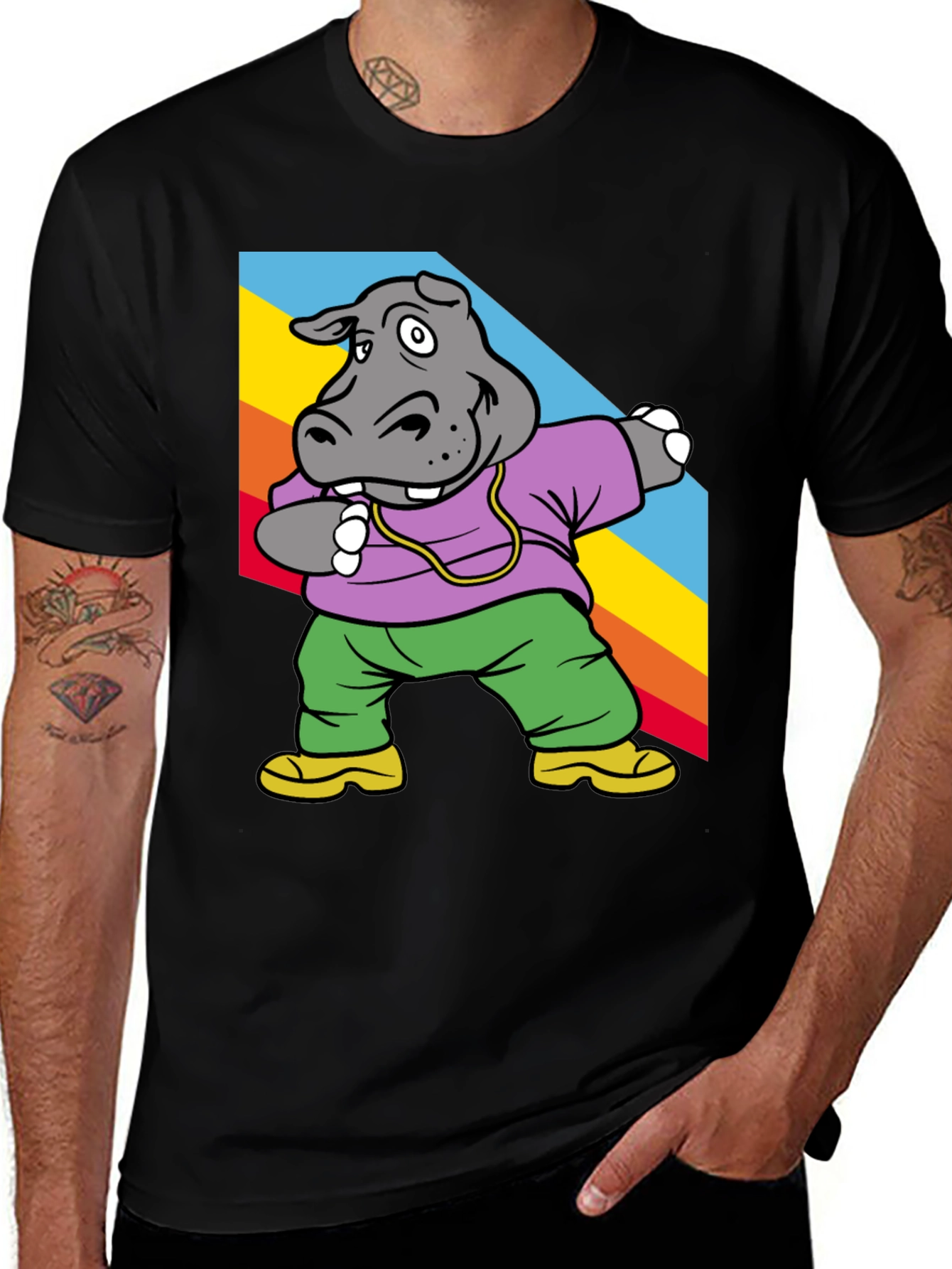 Cool Hippo Dabbing Graphic Tee