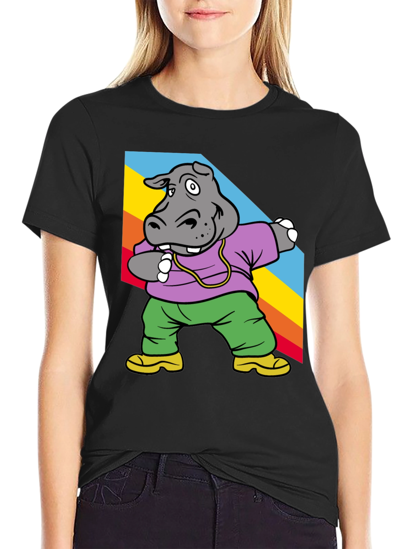 Cool Hippo Dabbing Graphic Tee