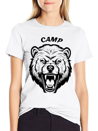 Camp Bear Graphic Tee - Black Cotton T-Shirt