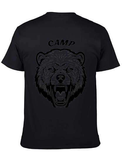 Camp Bear Graphic Tee - Black Cotton T-Shirt