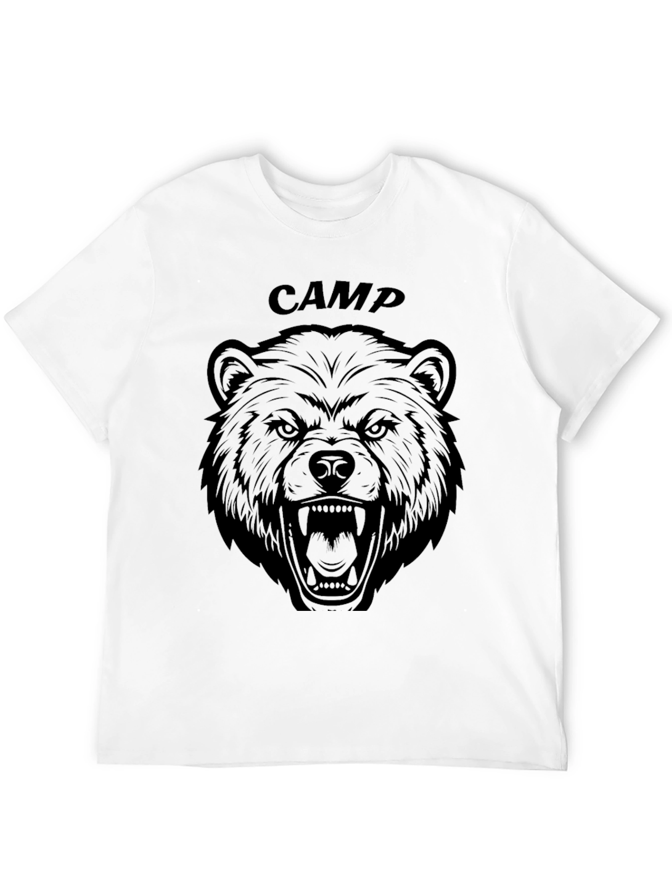 Camp Bear Graphic Tee - Black Cotton T-Shirt
