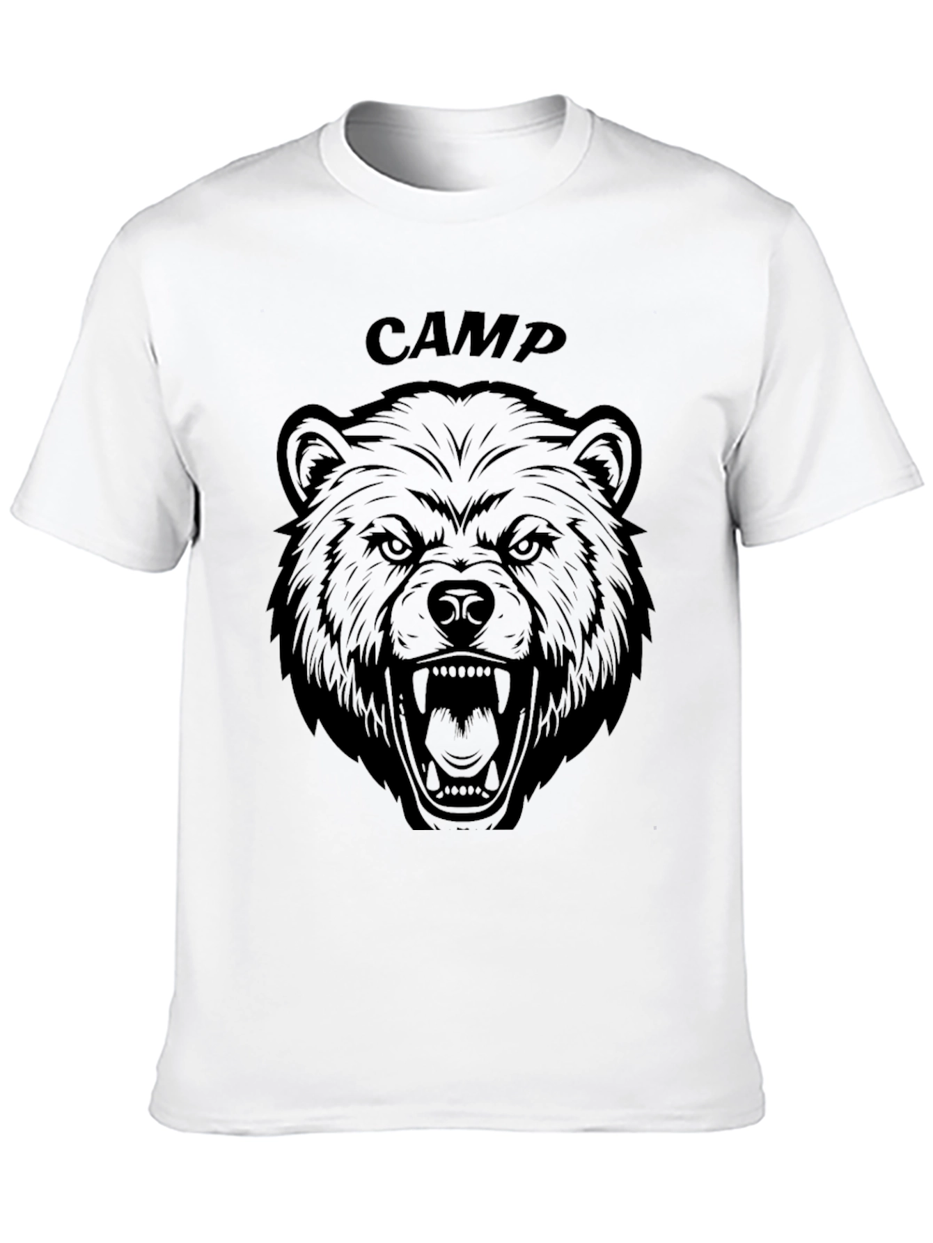 Camp Bear Graphic Tee - Black Cotton T-Shirt