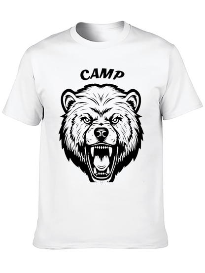 Camp Bear Graphic Tee - Black Cotton T-Shirt