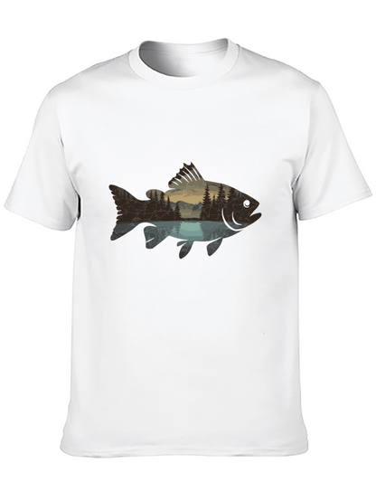 Nature Fish Graphic Black T-Shirt