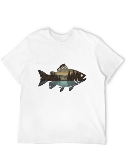 Nature Fish Graphic Black T-Shirt