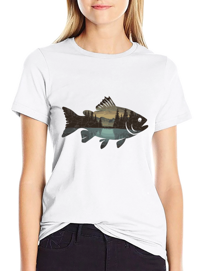 Nature Fish Graphic Black T-Shirt