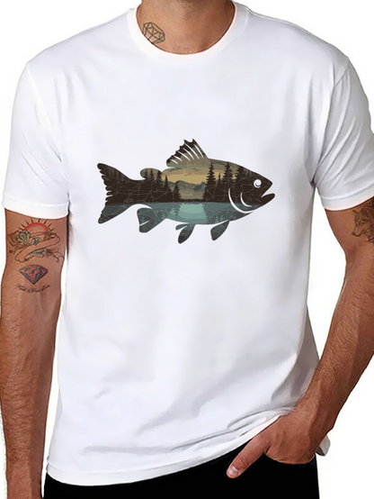 Nature Fish Graphic Black T-Shirt