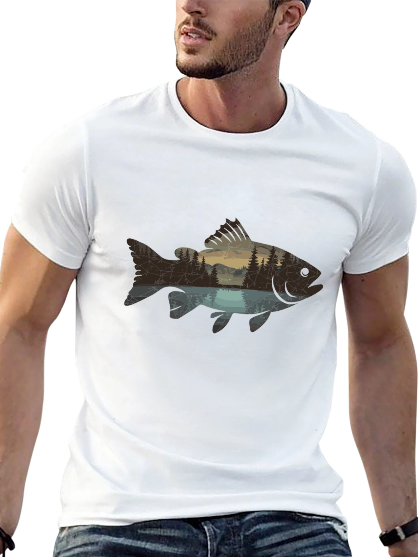 Nature Fish Graphic Black T-Shirt