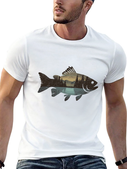 Nature Fish Graphic Black T-Shirt