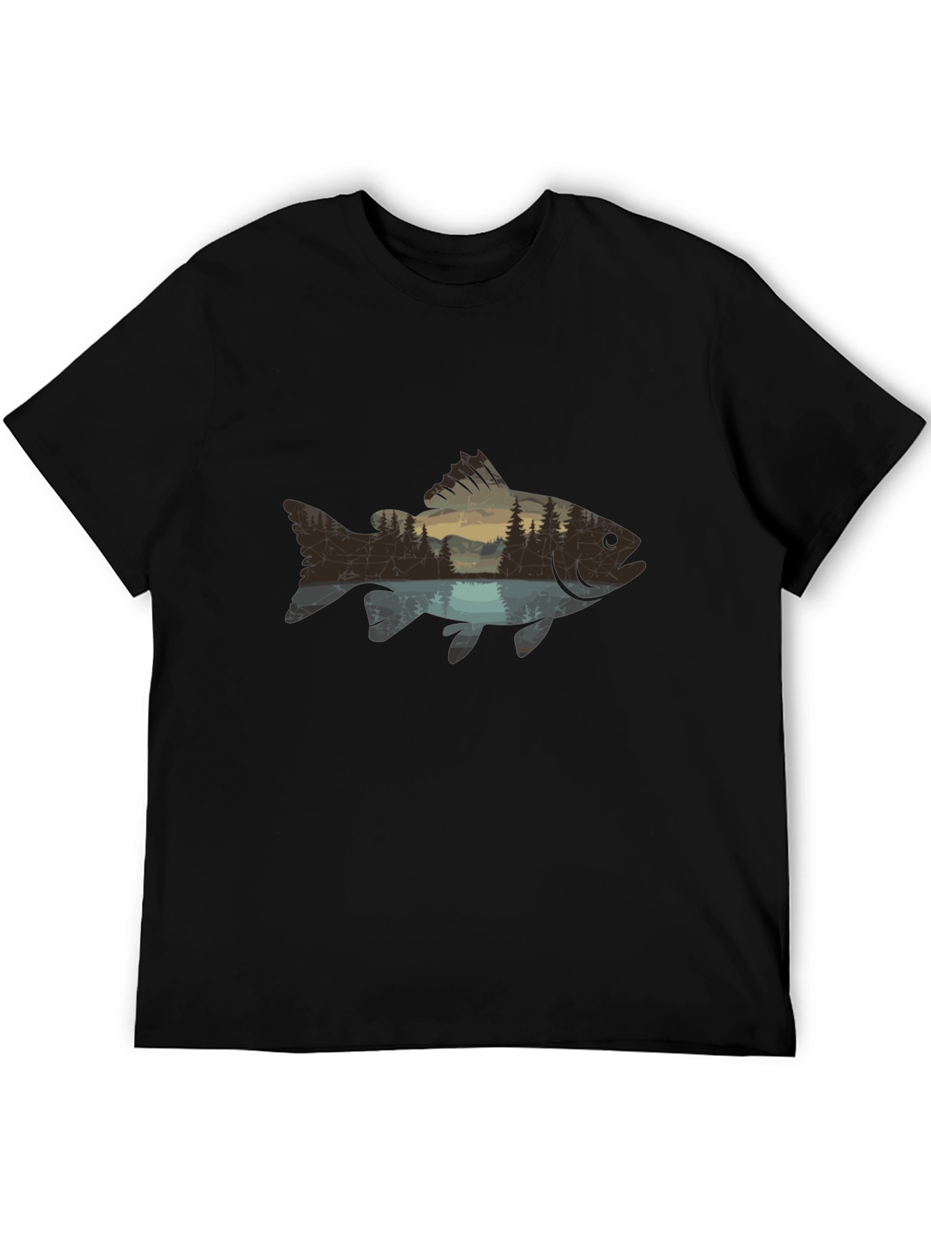 Nature Fish Graphic Black T-Shirt