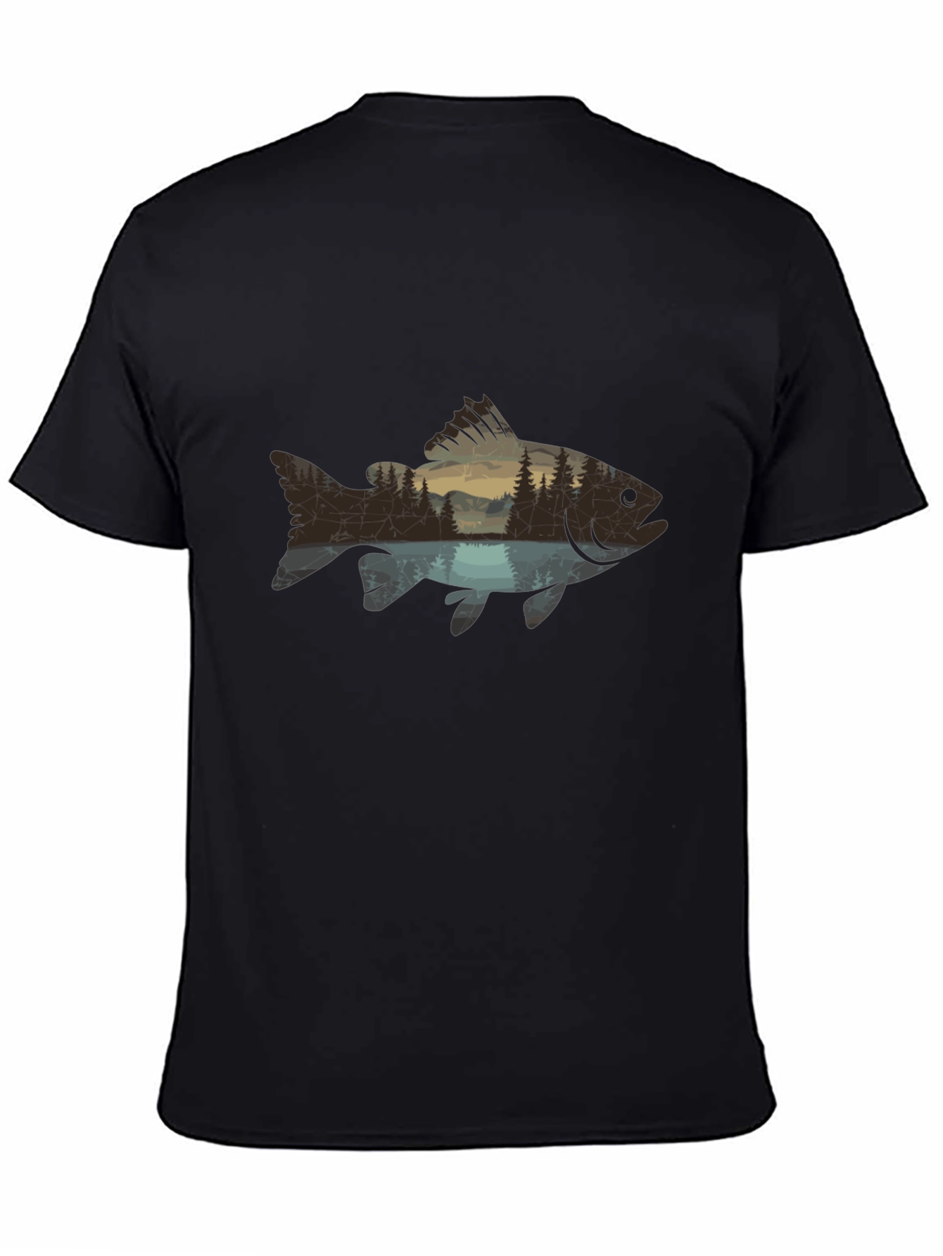 Nature Fish Graphic Black T-Shirt