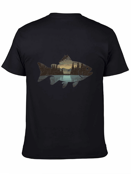 Nature Fish Graphic Black T-Shirt