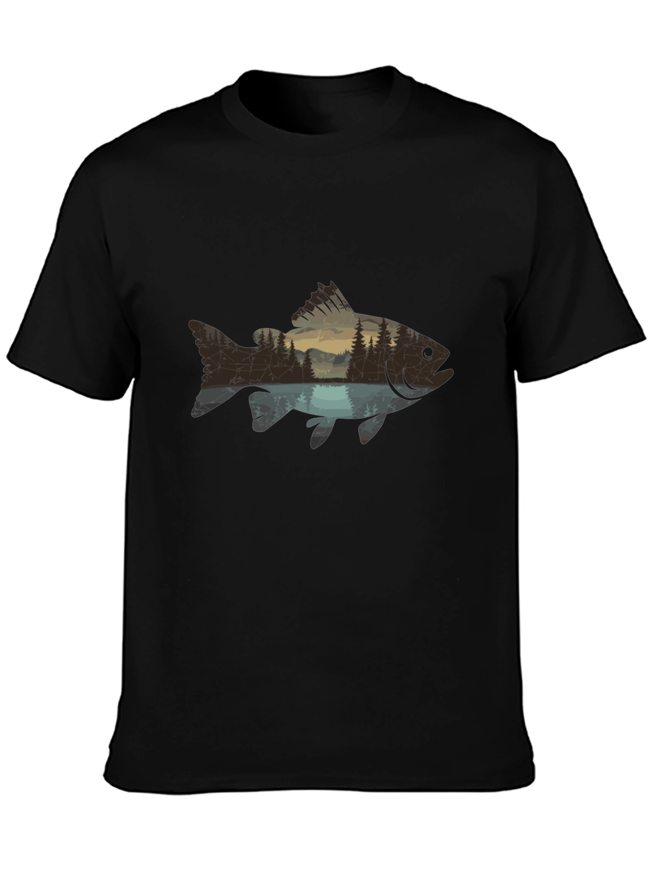 Nature Fish Graphic Black T-Shirt