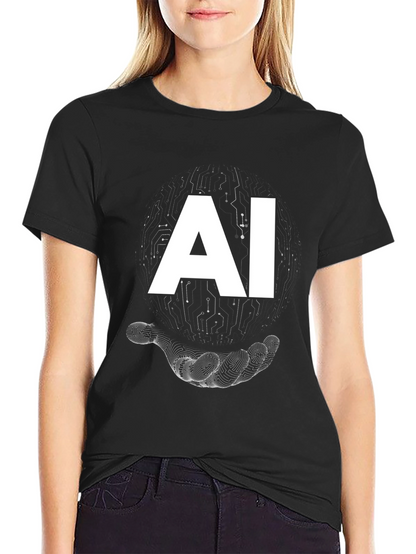 AI Circuit Hand Graphic T-Shirt - Modern Tech Style