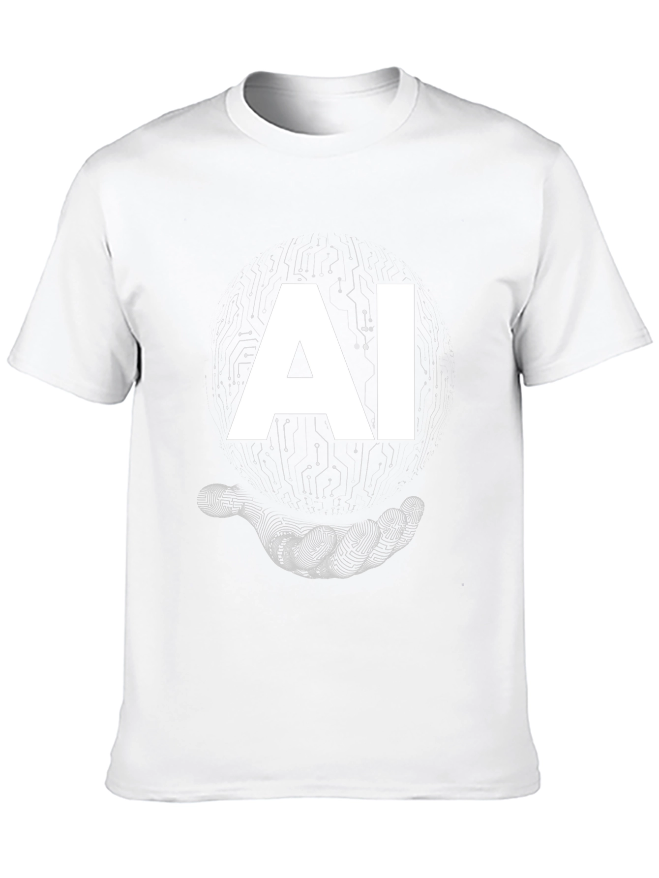 AI Circuit Hand Graphic T-Shirt - Modern Tech Style