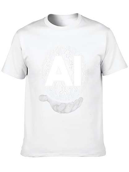 AI Circuit Hand Graphic T-Shirt - Modern Tech Style