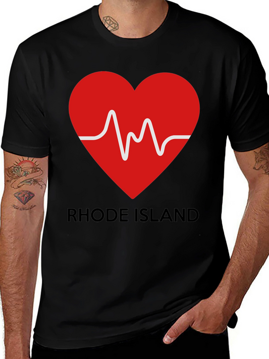 Rhode Island Heartbeat Graphic Tee - Black