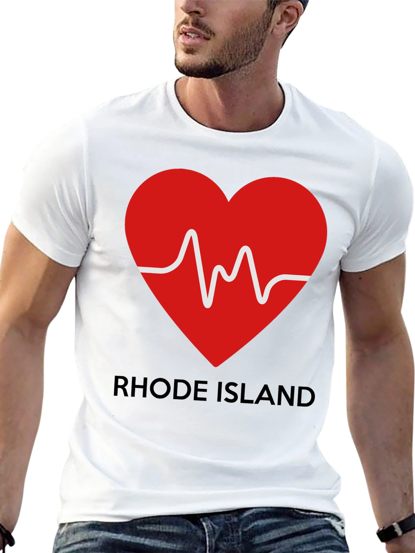 Rhode Island Heartbeat Graphic Tee - Black