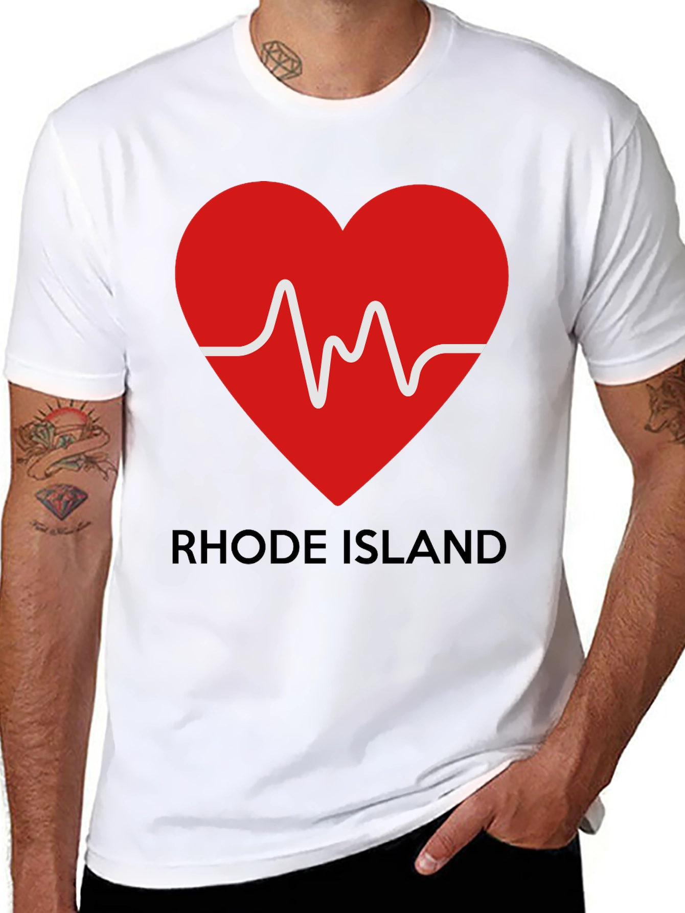 Rhode Island Heartbeat Graphic Tee - Black