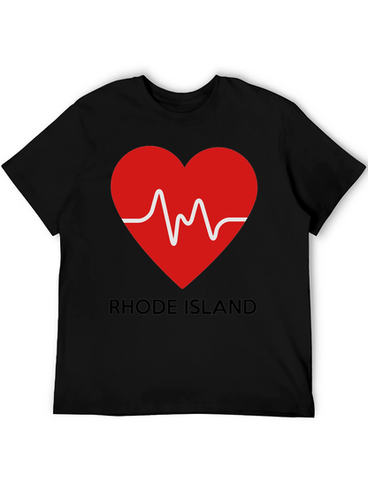 Rhode Island Heartbeat Graphic Tee - Black