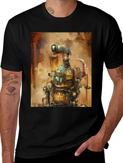 Steampunk Robot Graphic Tee - Unique Design