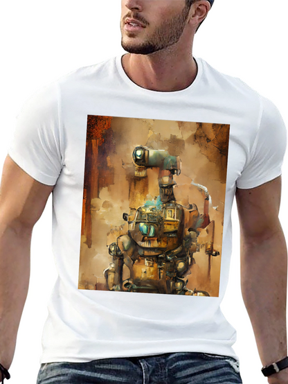 Steampunk Robot Graphic Tee - Unique Design