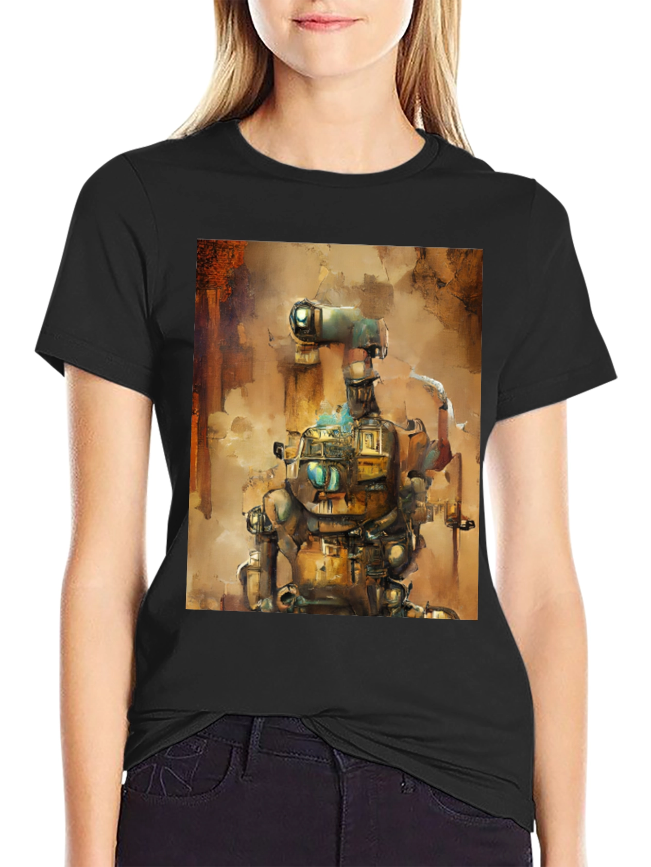 Steampunk Robot Graphic Tee - Unique Design