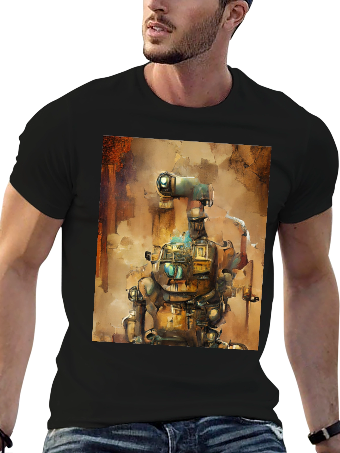 Steampunk Robot Graphic Tee - Unique Design