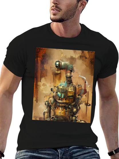 Steampunk Robot Graphic Tee - Unique Design