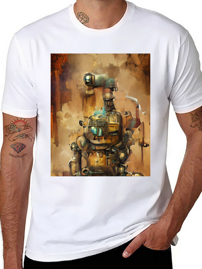Steampunk Robot Graphic Tee - Unique Design