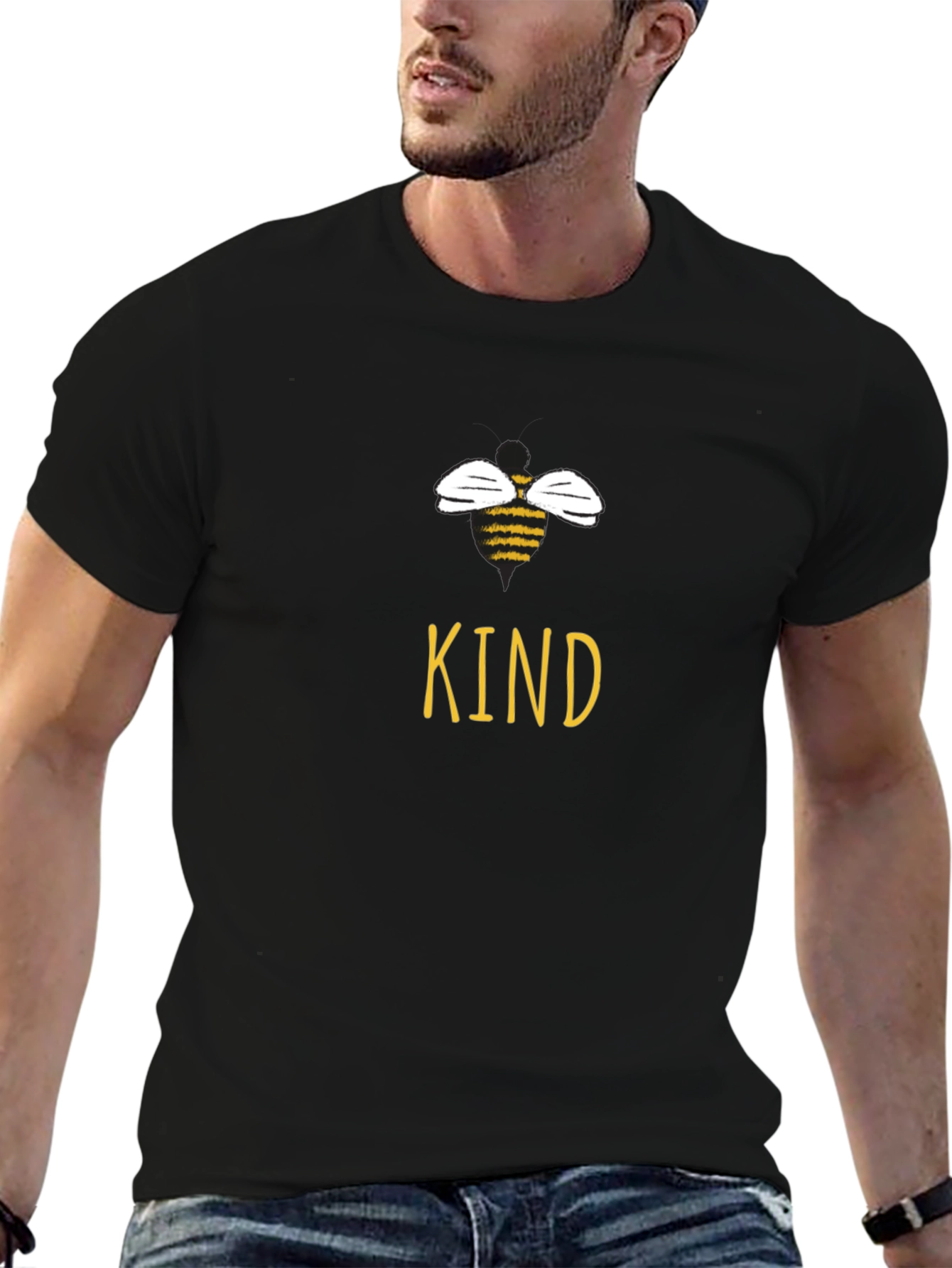 Be Kind Bee T-Shirt - Black Cotton Casual Tee