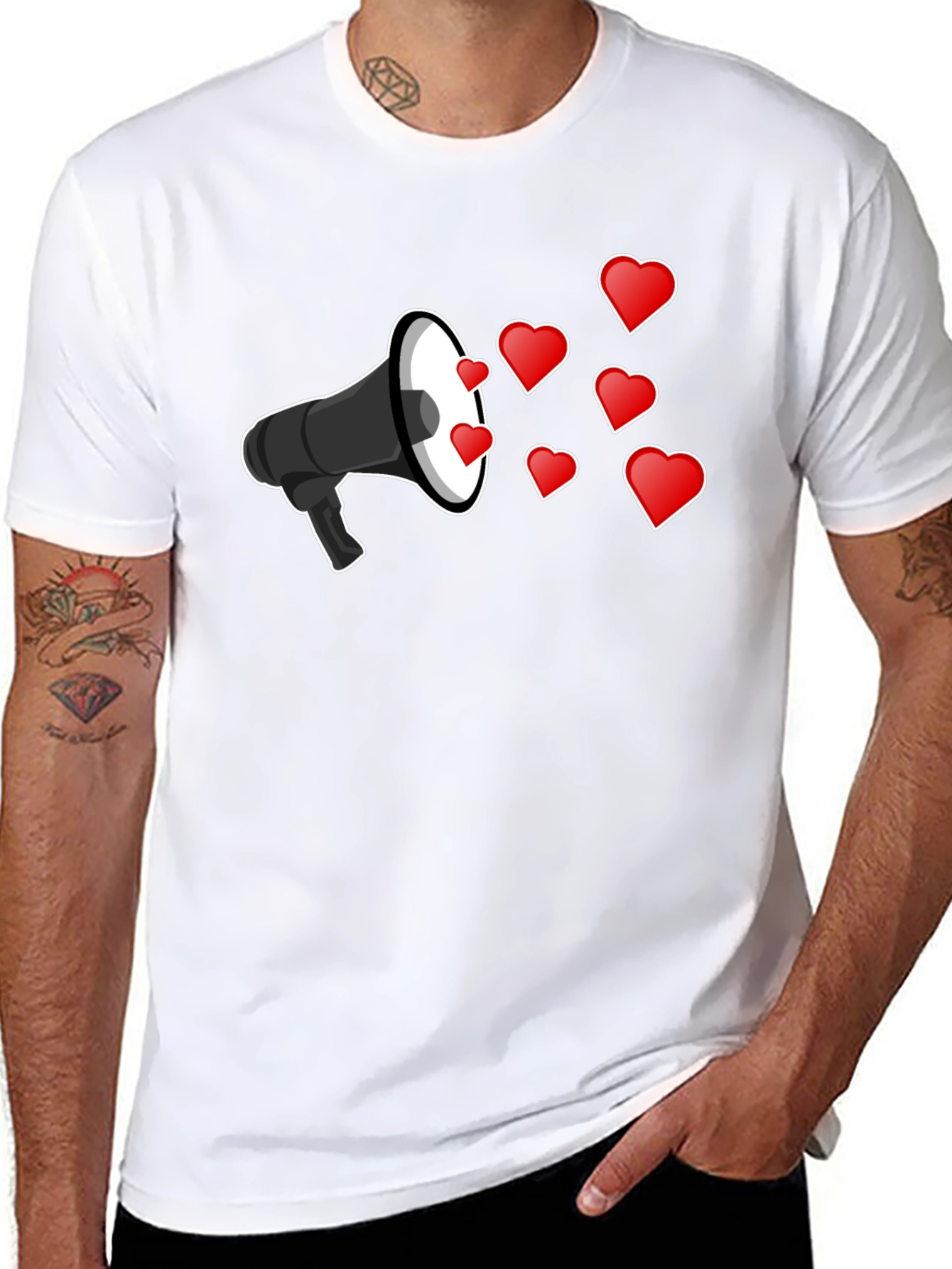 Love Message T-Shirt - Heart Megaphone Design