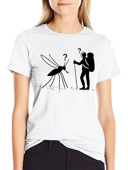 Hiking Mosquito Funny Black T-Shirt
