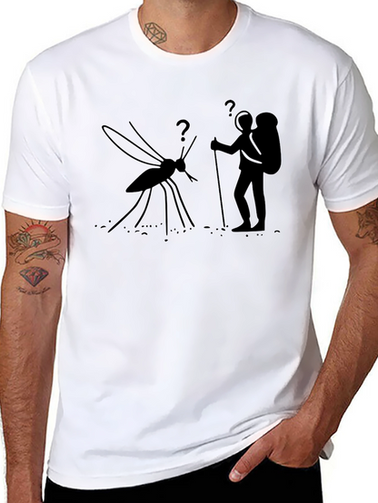 Hiking Mosquito Funny Black T-Shirt