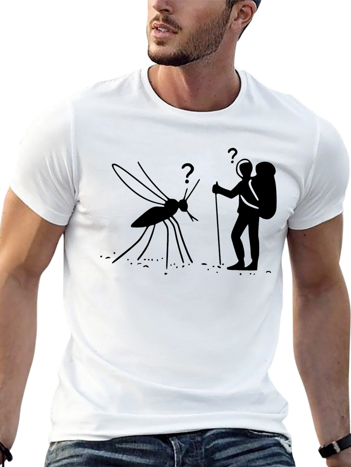 Hiking Mosquito Funny Black T-Shirt