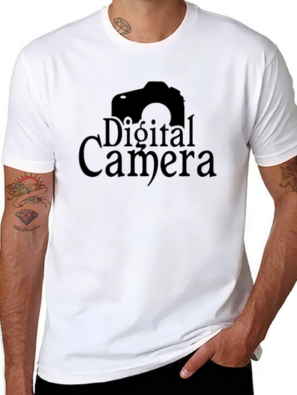 Digital Camera Graphic Print Crew Neck T-Shirt