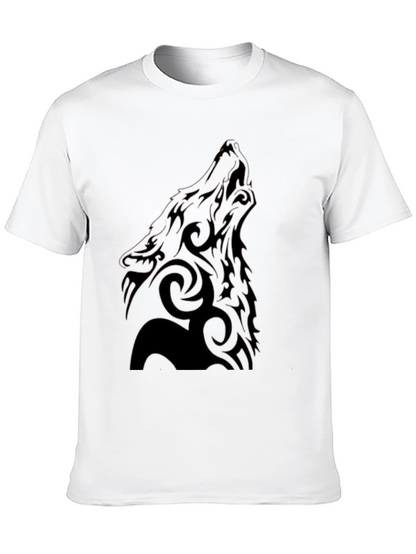 Tribal Wolf Graphic Black T-Shirt