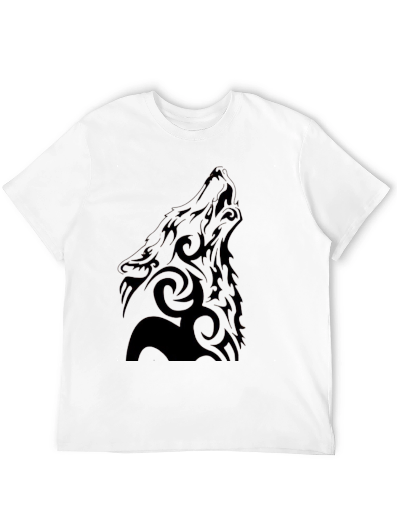 Tribal Wolf Graphic Black T-Shirt